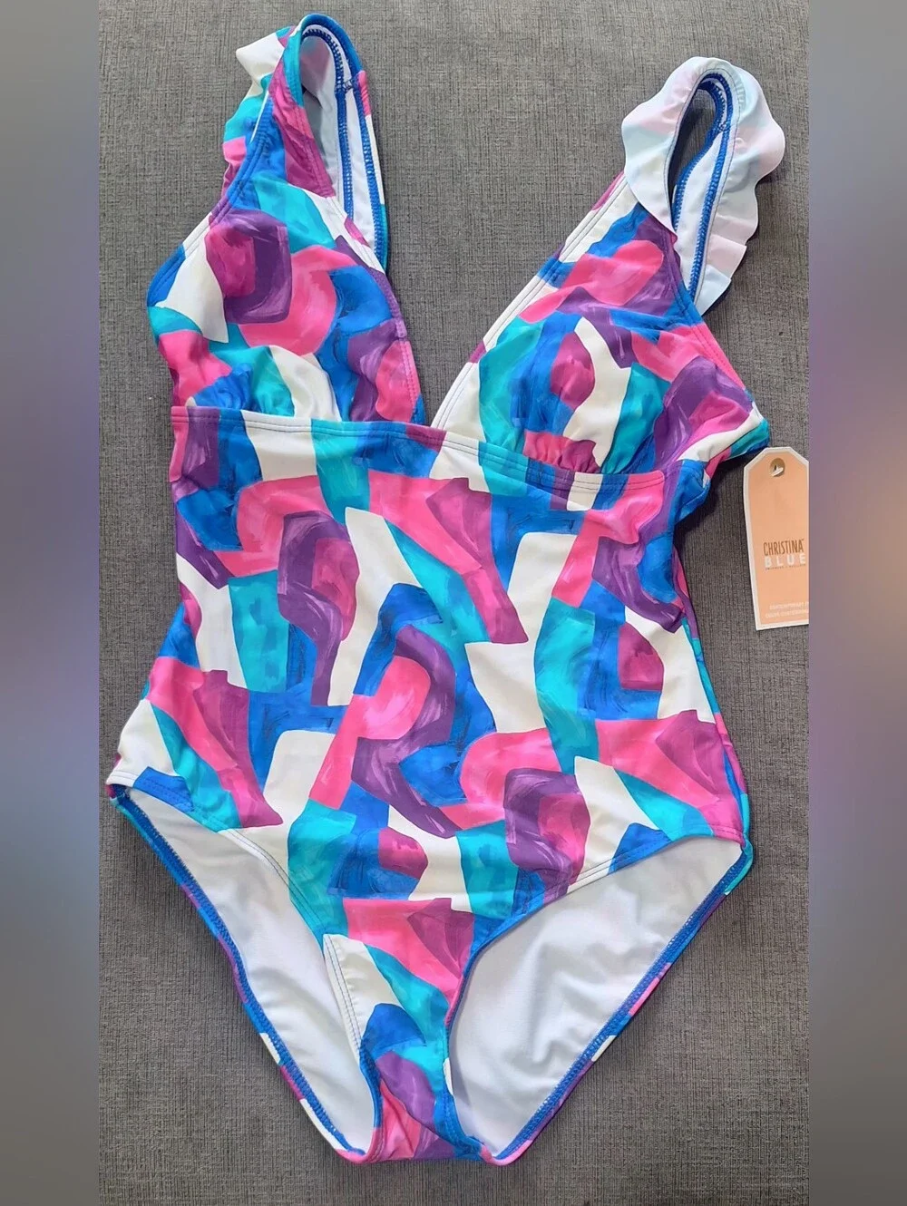 Med NWT Christina Multicolor One-Piece Swimsuit - Picture 1 of 3